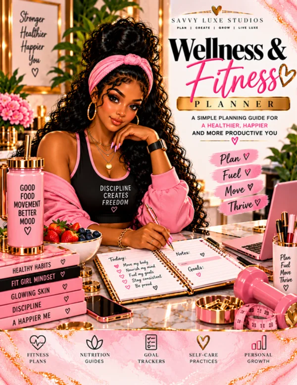 Cover of the Savvy Luxe Studios Wellness & Productivity Planner